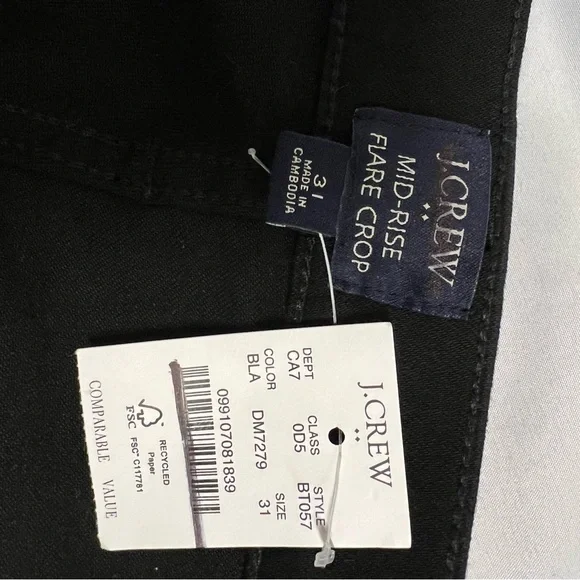 J.Crew Flare crop black jean in all-day stretch Size 31 NWT